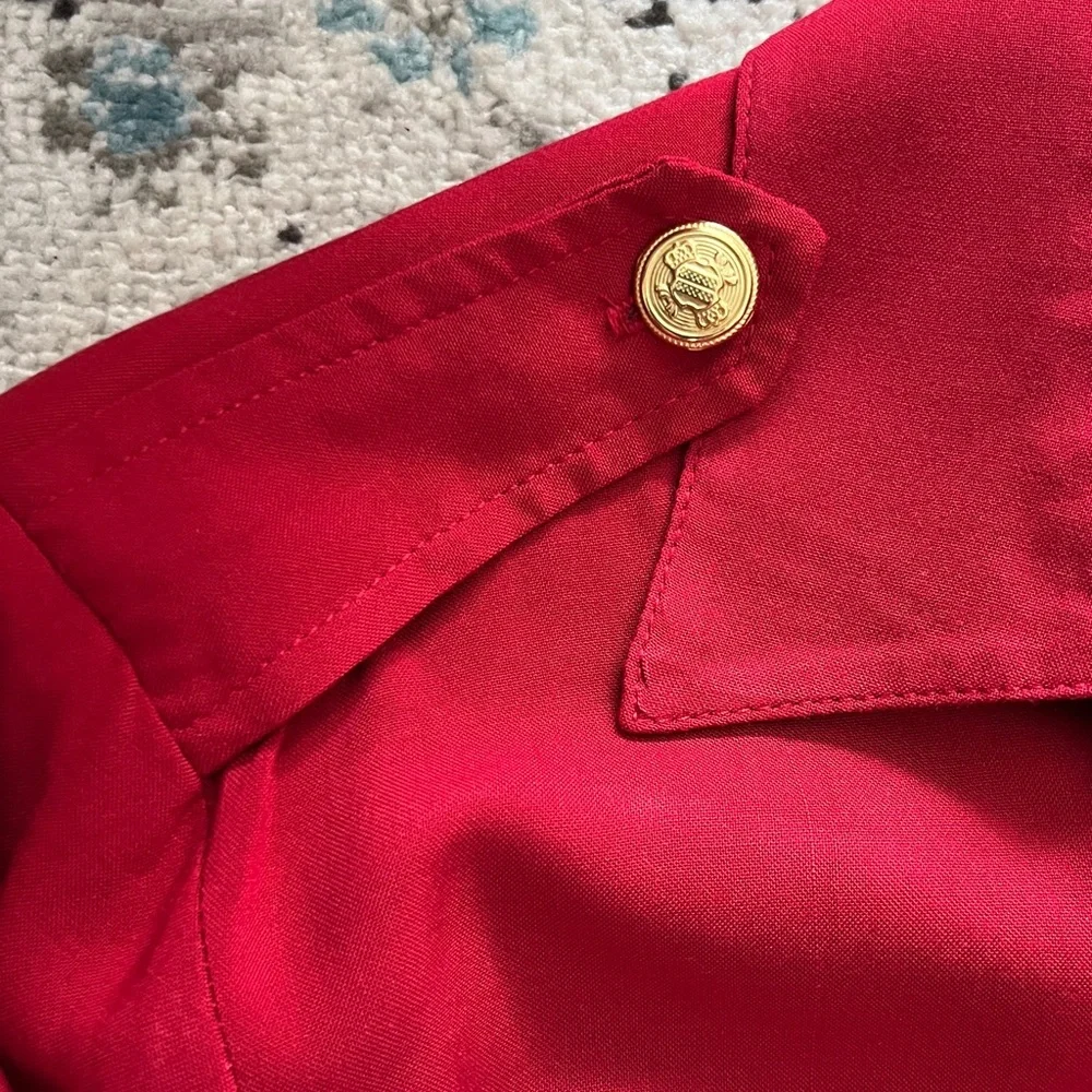 Karen Kane Red Button-Up Tie Front Blouse - Picture 4 of 14
